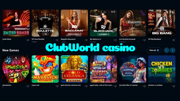 ClubWorld casino casino presented on mobile device in Pakistan with slots and live games